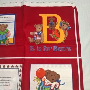 Vintage Cranston Print Works B is for Bears Soft Cloth Book Fabric Panel DIY